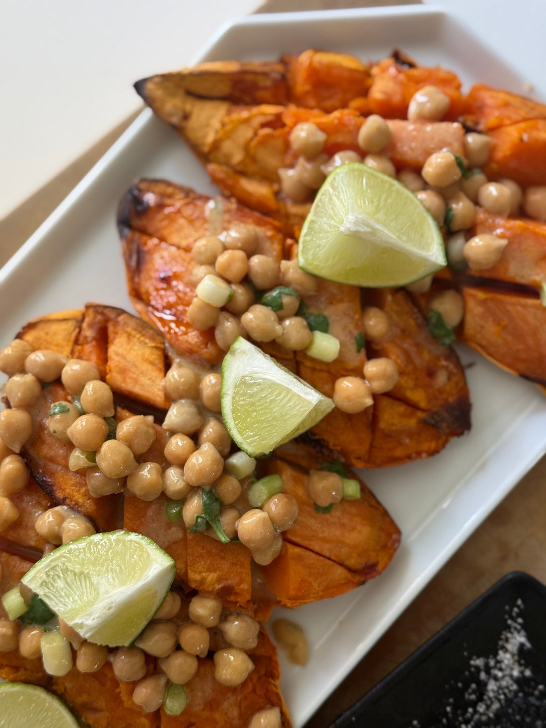 Roasted Sweet Potatoes with Miso Citrus Chickpeas