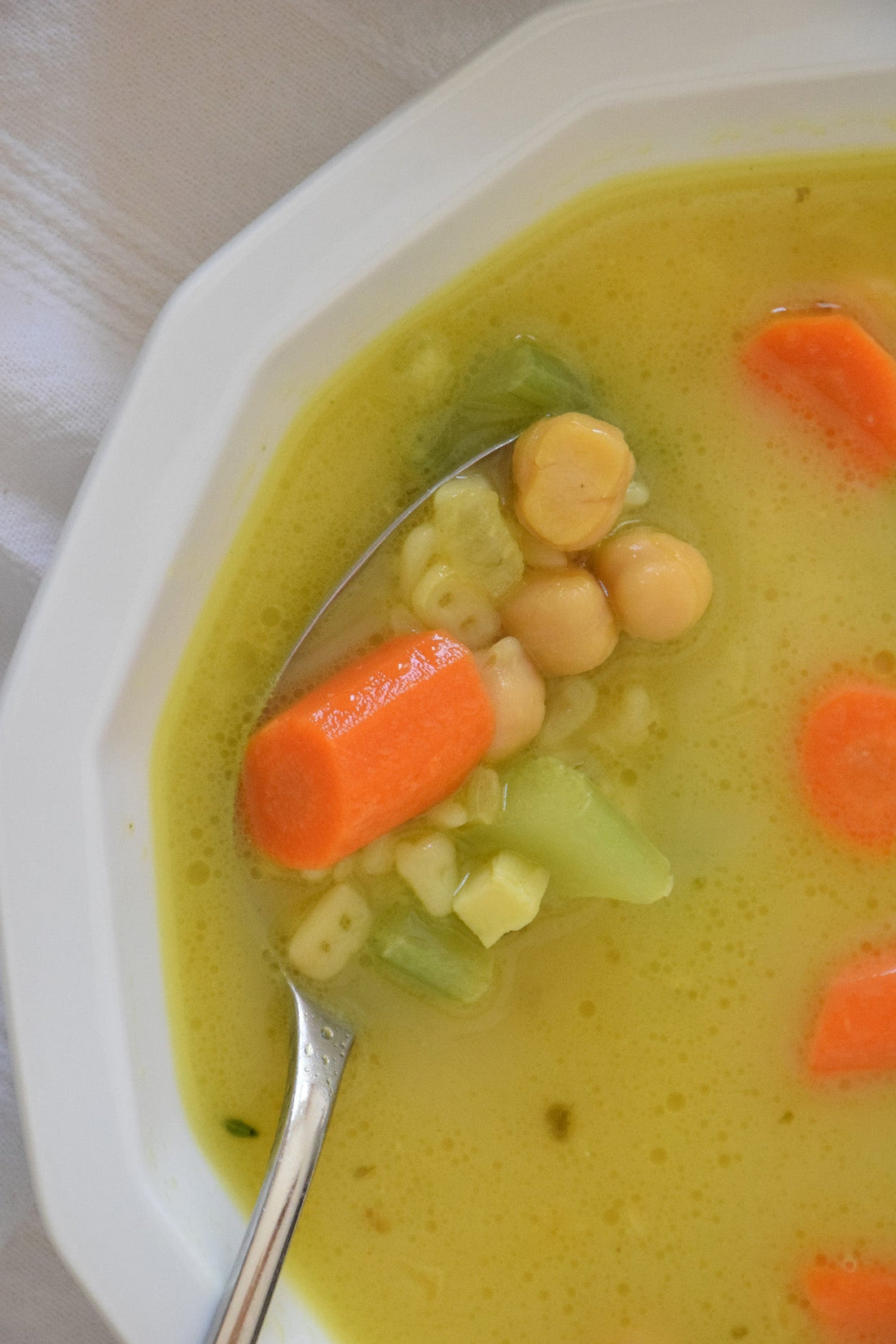 Alphabet Chickpea Noodle Soup