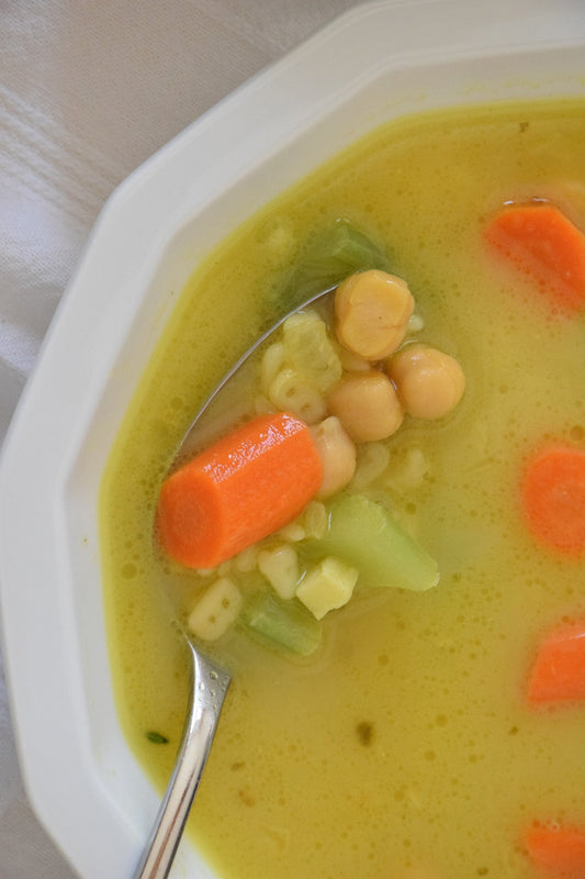 Alphabet Chickpea Noodle Soup